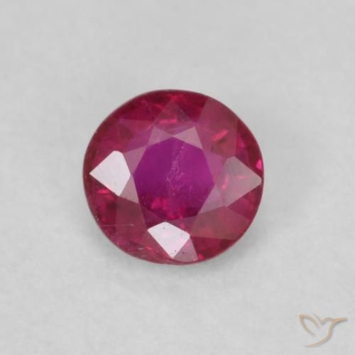 0.25ct طبيعي أحمر نبيذى غامق ياقوت, دائري, SI-I1