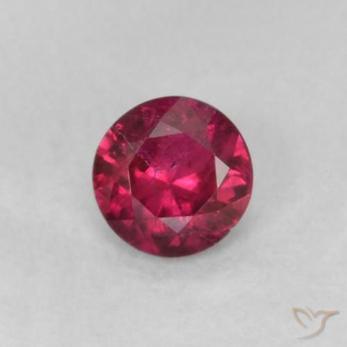 0.18ct طبيعي أحمر نبيذى غامق ياقوت, دائري, VS-SI