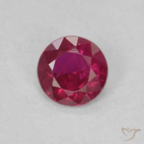 0.16ct طبيعي أحمر نبيذى غامق ياقوت, دائري, قليلا جدا