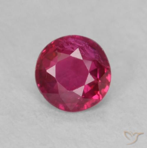 0.20ct طبيعي أحمر وردى ياقوت, دائري, قليلا جدا