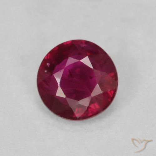 0.20ct طبيعي أحمر غامق ياقوت, دائري, قليلا جدا