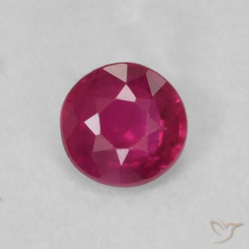 0.18ct طبيعي أحمر وردى ياقوت, دائري, قليلا جدا