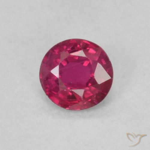 0.19ct طبيعي أحمر وردى ياقوت, دائري, قليلا جدا