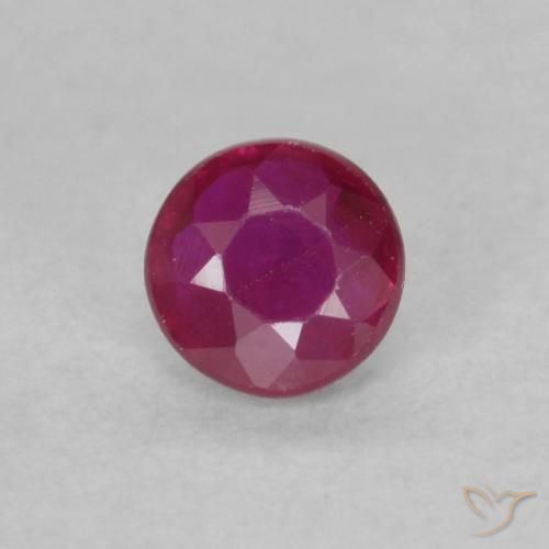 0.19ct طبيعي أحمر وردى ياقوت, دائري, قليلا جدا