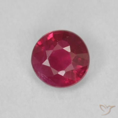 0.21ct طبيعي Medium Dark-Red ياقوت, دائري, قليلا جدا