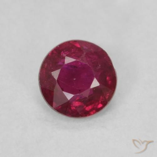 0.21ct طبيعي أحمر متوسط ياقوت, دائري, قليلا جدا
