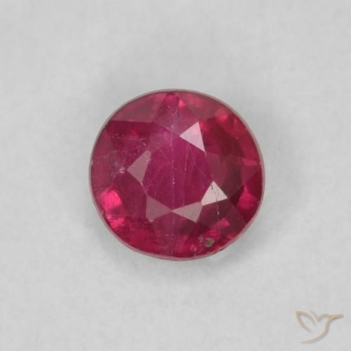 0.23ct طبيعي أحمر وردى ياقوت, دائري, قليلا جدا