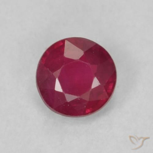 0.22ct طبيعي Medium Dark-Red ياقوت, دائري, قليلا جدا