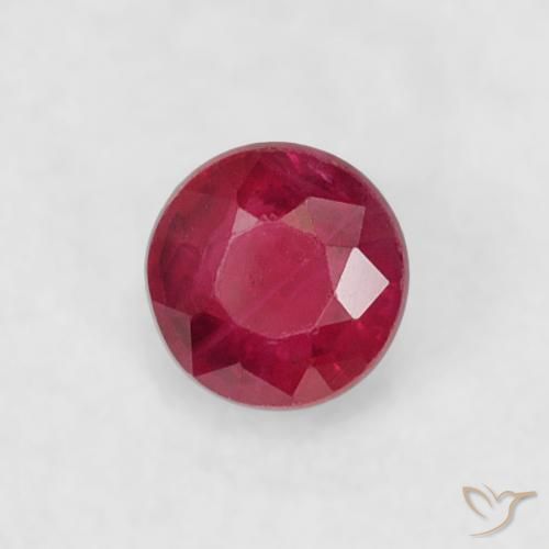 0.22ct طبيعي أحمر غامق ياقوت, دائري, قليلا جدا