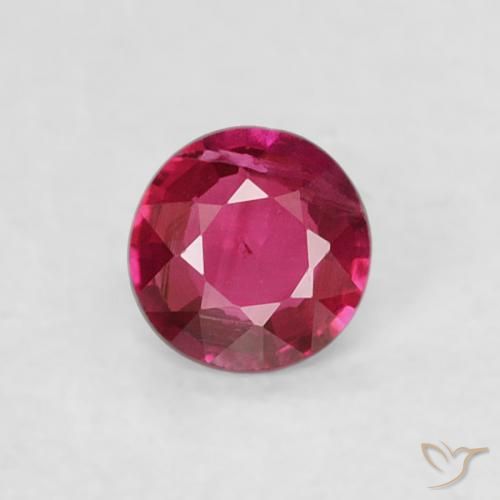 0.15ct طبيعي Medium Dark-Red ياقوت, دائري, قليلا جدا