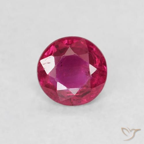 0.19ct طبيعي أحمر وردى ياقوت, دائري, قليلا جدا