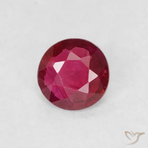 0.14ct طبيعي وردى محمر غامق ياقوت, دائري, قليلا جدا