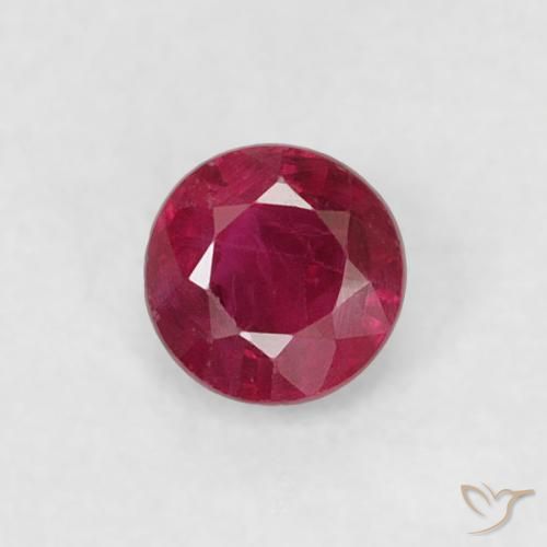 0.20ct طبيعي Medium Dark-Red ياقوت, دائري, قليلا جدا