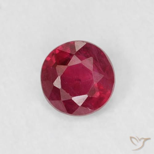 0.19ct طبيعي وردى محمر غامق ياقوت, دائري, قليلا جدا