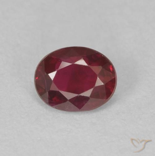 0.46ct طبيعي أحمر غامق ياقوت, بيضوي, قليلا جدا