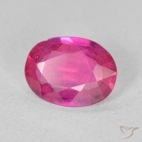 ياقوت Medium Dark-Pink طبيعي، بيضوي، 1.16 قيراط، قليلا جدا