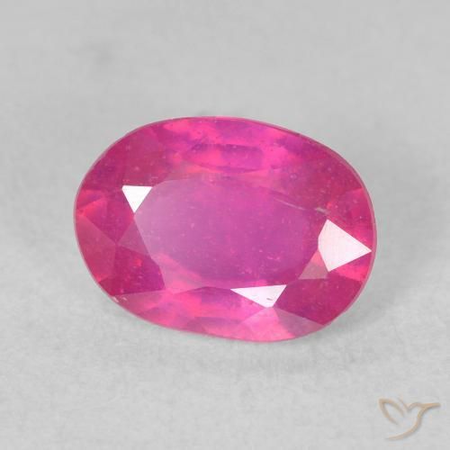 ياقوت Medium Dark-Pink طبيعي، بيضوي، 1.61 قيراط، قليلا جدا