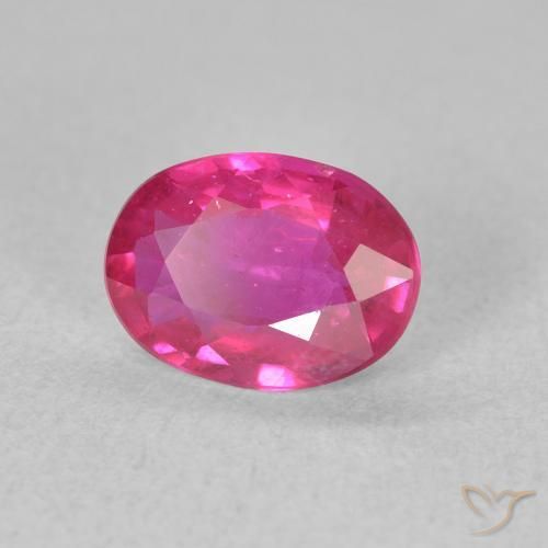 ياقوت Medium Dark-Pink طبيعي، بيضوي، 1.43 قيراط، قليلا جدا