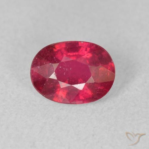 0.99ct طبيعي أحمر فاتح ياقوت, بيضوي, قليلا جدا