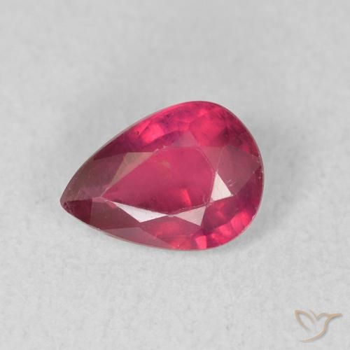 0.90ct طبيعي أحمر فاتح ياقوت, شكل الكمثرى, قليلا جدا