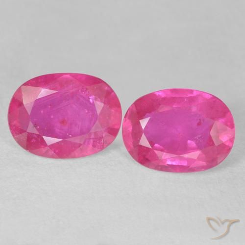 3.08ctw طبيعي Medium Dark-Pink ياقوت, بيضوي, VS-SI