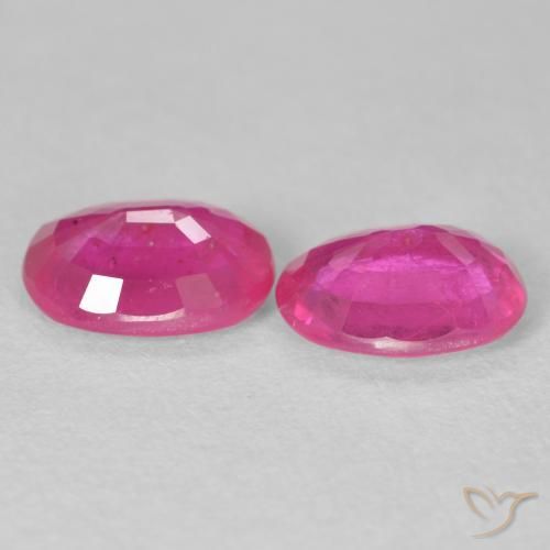 أحجار ياقوت Medium Dark-Pink طبيعية، بيضوي، VS-SI، وزنها 3.08 قيراط
