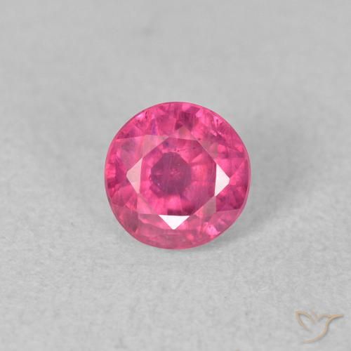 0.90ct طبيعي وردي فاقع ياقوت, دائري, VS-SI
