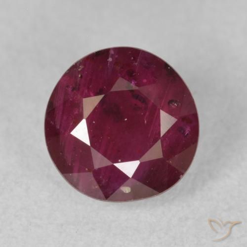 1.58ct طبيعي احمر غامق ياقوت, دائري, VS-SI