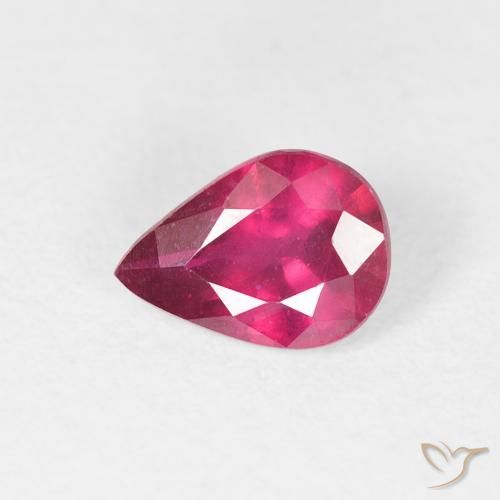 0.89ct طبيعي احمر غامق ياقوت, شكل الكمثرى, قليلا جدا