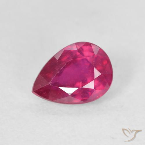 1.11ct طبيعي أحمر فاتح ياقوت, شكل الكمثرى, قليلا جدا