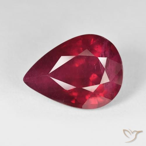 12.94ct طبيعي أحمر دموى ياقوت, شكل الكمثرى, قليلا جدا
