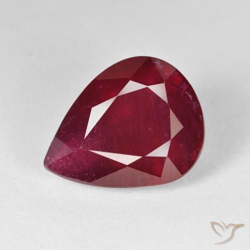 14.72ct طبيعي أحمر النبيذ ياقوت, شكل الكمثرى, قليلا جدا