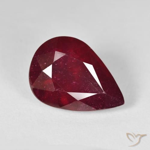 15.39ct طبيعي احمر غامق ياقوت, شكل الكمثرى, قليلا جدا