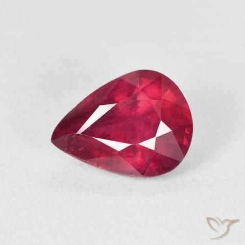 2.72ct طبيعي قرمزى غامق ياقوت, شكل الكمثرى, قليلا جدا