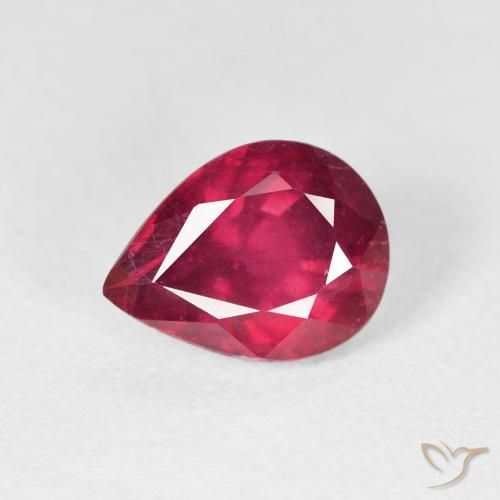 2.62ct طبيعي وردى محمر غامق ياقوت, شكل الكمثرى, قليلا جدا