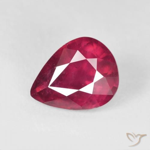 3.57ct طبيعي أحمر وردى ياقوت, شكل الكمثرى, قليلا جدا