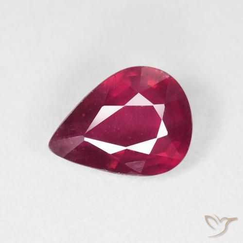 1.99ct طبيعي وردى محمر غامق ياقوت, شكل الكمثرى, قليلا جدا