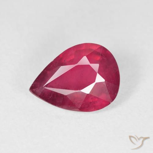 2.04ct طبيعي وردى محمر غامق ياقوت, شكل الكمثرى, قليلا جدا