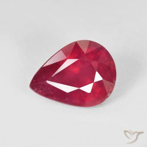 2.58ct طبيعي قرمزى غامق ياقوت, شكل الكمثرى, قليلا جدا