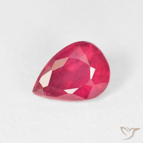 1.04ct طبيعي قرمزى غامق ياقوت, شكل الكمثرى, VS-SI