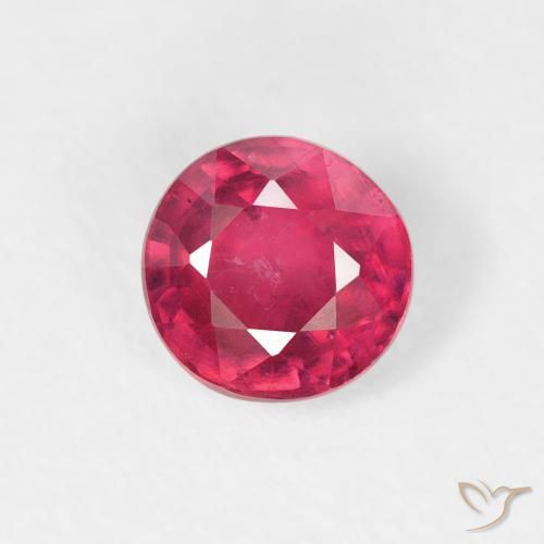0.94ct طبيعي Medium Dark-Red ياقوت, دائري, قليلا جدا