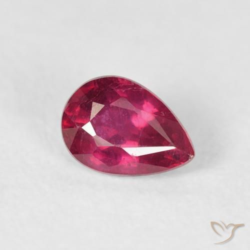 0.66ct طبيعي أحمر وردى ياقوت, شكل الكمثرى, VS-SI
