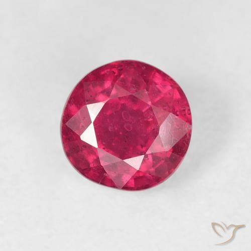 0.99ct طبيعي Medium Dark-Red ياقوت, دائري, قليلا جدا