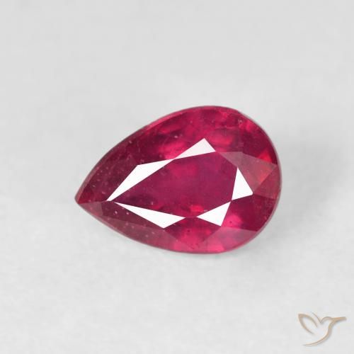 1.12ct طبيعي Medium Dark-Red ياقوت, شكل الكمثرى, VS-SI