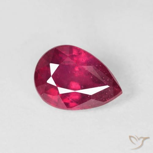 ياقوت Medium Dark-Red طبيعي، شكل الكمثرى، 1.12 قيراط، VS-SI