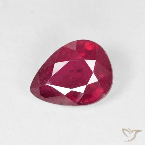 1.58ct طبيعي Medium Dark-Red ياقوت, شكل الكمثرى, VS-SI