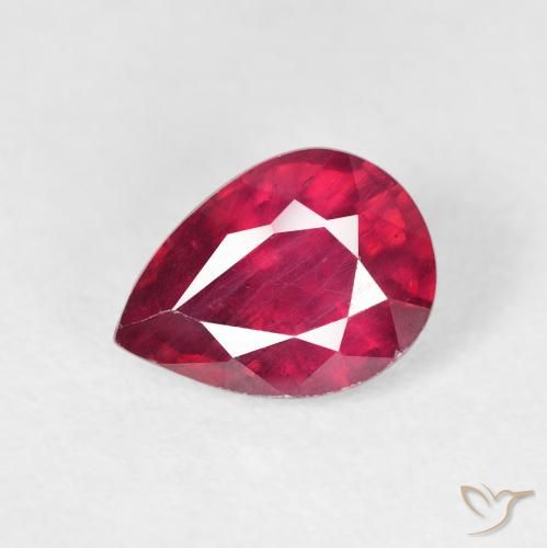 1.86ct طبيعي Medium Dark-Red ياقوت, شكل الكمثرى, VS-SI