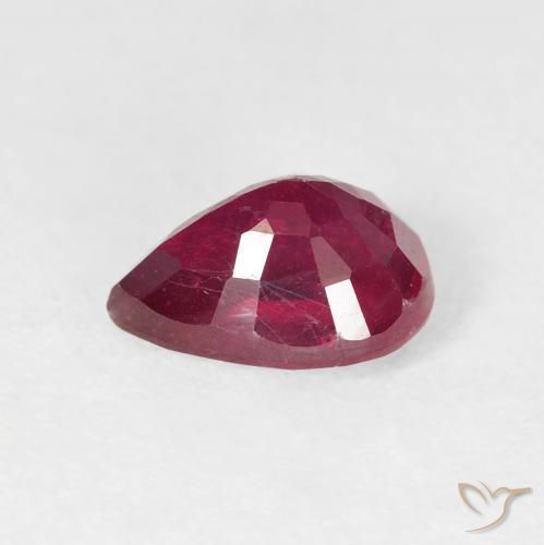 ياقوت Medium Dark-Red طبيعي، شكل الكمثرى، 1.86 قيراط، VS-SI