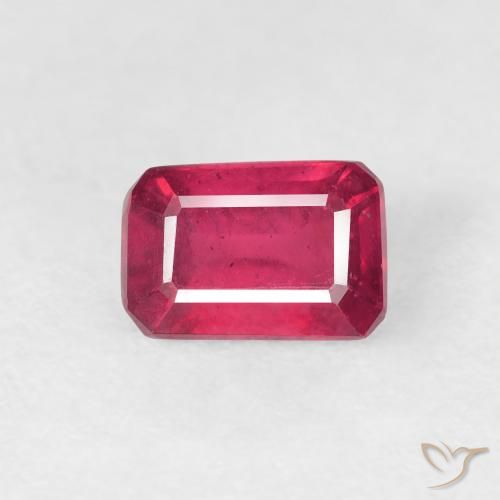 0.98ct طبيعي أحمر متوسط ياقوت, قص الزمرد, قليلا جدا
