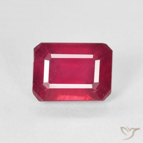 1.74ct طبيعي أحمر المربى ياقوت, قص الزمرد, قليلا جدا